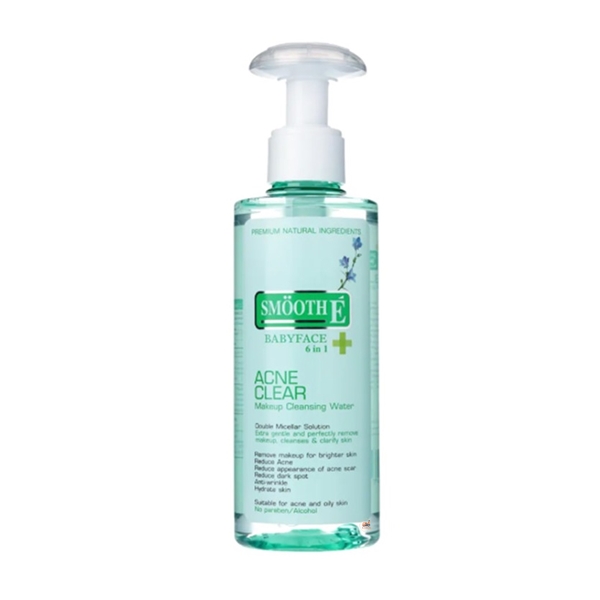 SMOOTH-E  ACNE 5 DETOXIFY CLEAR MAKEUP CLEANSING WATER #เขียว 200ML