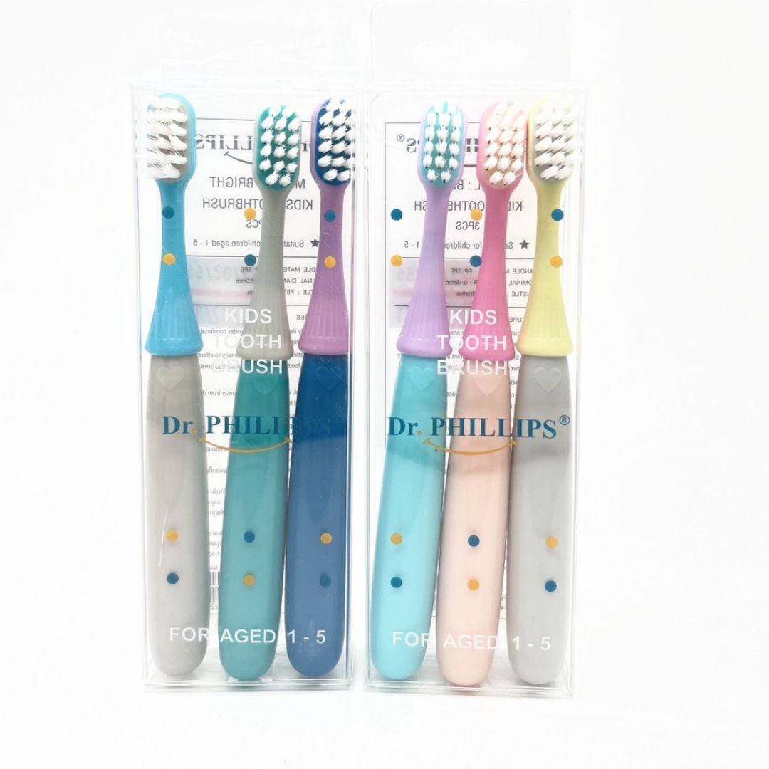 DR.PHILLIPS KIDS แปรงสีฟันเด็ก แพค3ชิ้น Tooth Brush Bright 3 pcs (1-5ปี)