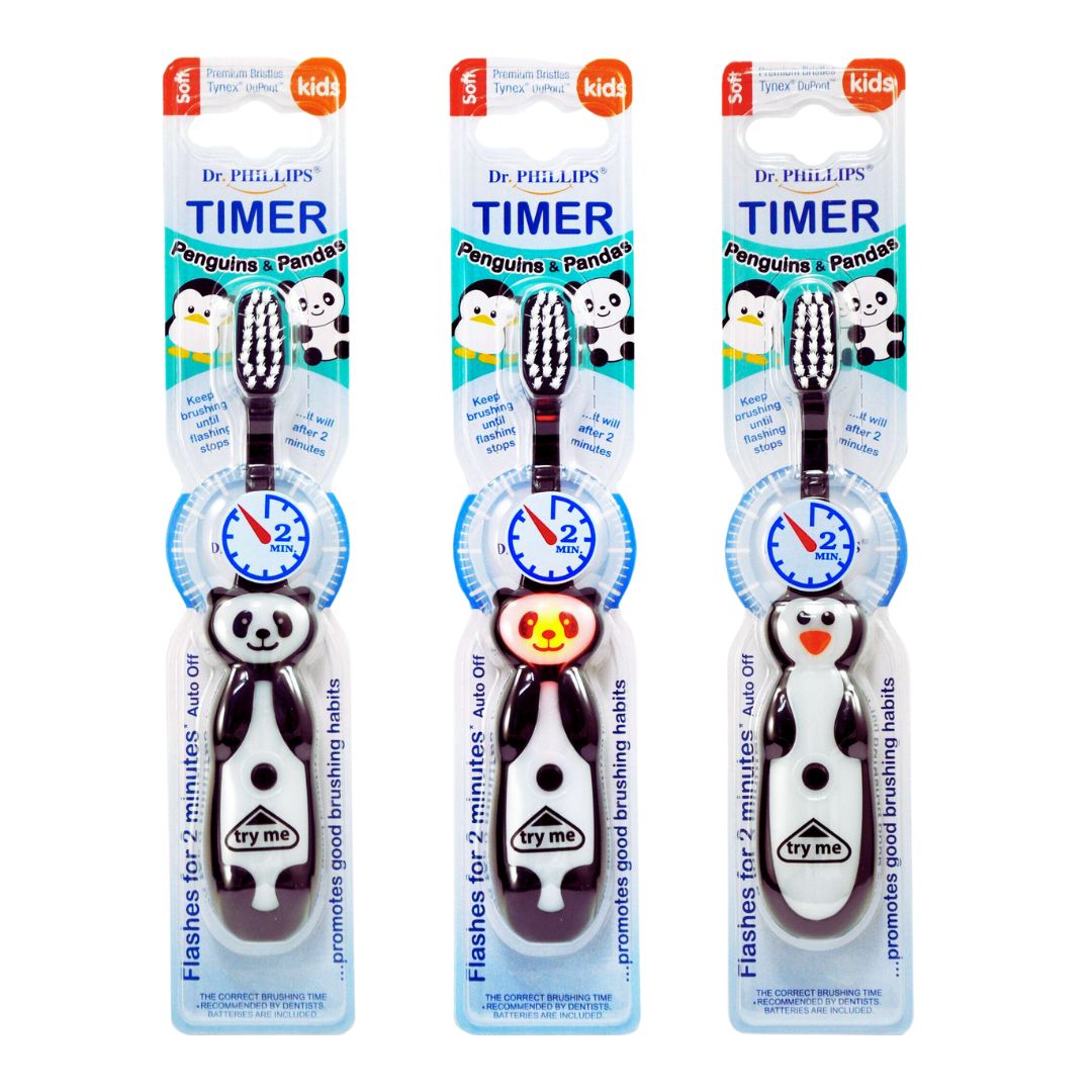 DR.PHILLIPS แปรงสีฟันเด็กไฟกระพริบ 3-7 เพนกวิน&แพนด้า