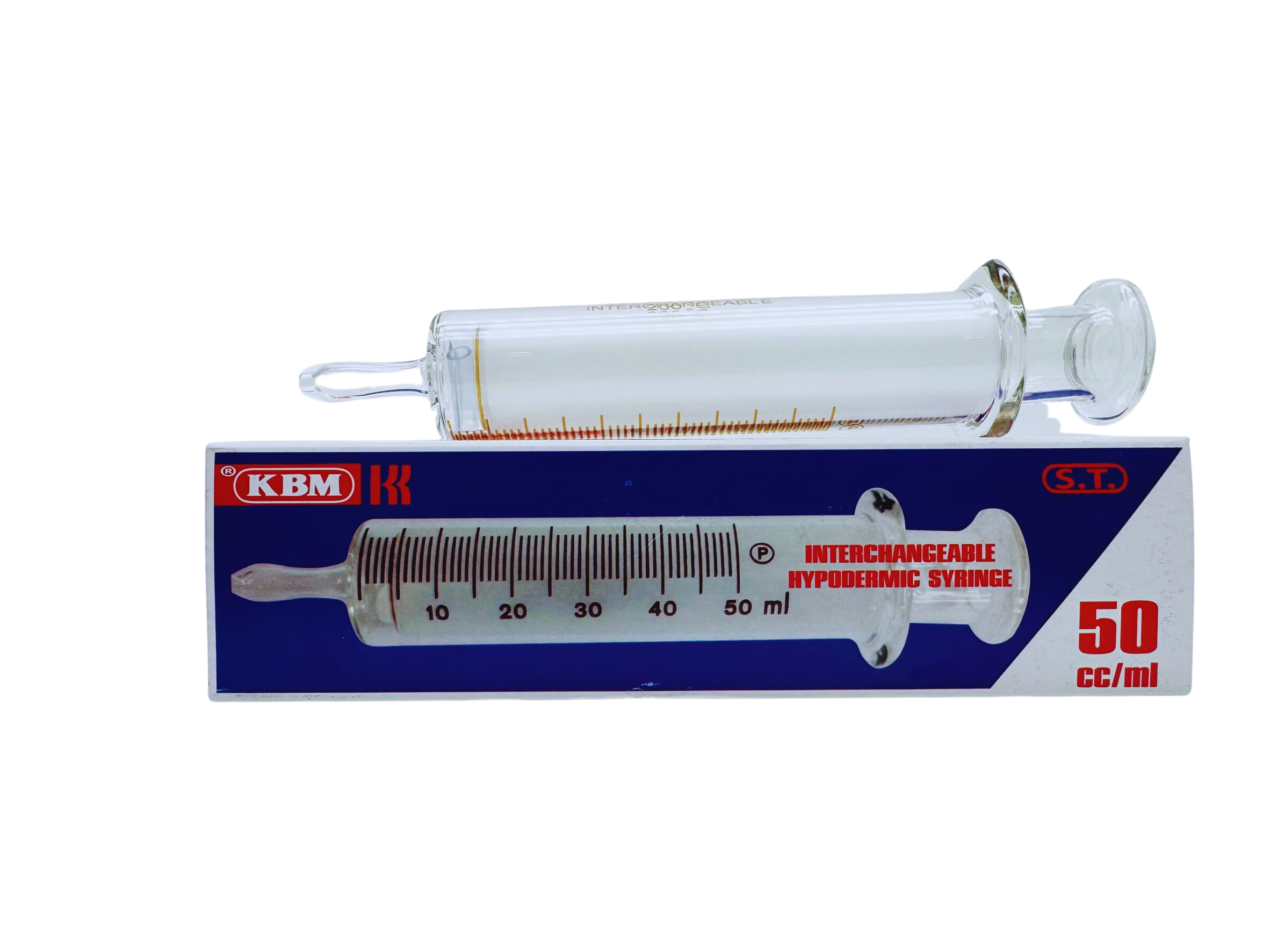 (N) KBM GLASS SYRINGE 50ML ไซริงแก้วให้อาหาร รูตรงกลาง