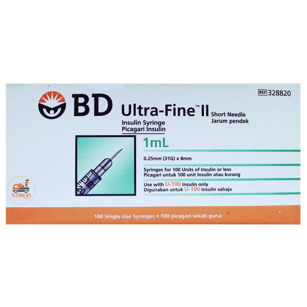 BD ULTRA-FINE เข็มอินซูลิน 1ML 0.25MM (31G)*8mm (10ถุงx10อัน)