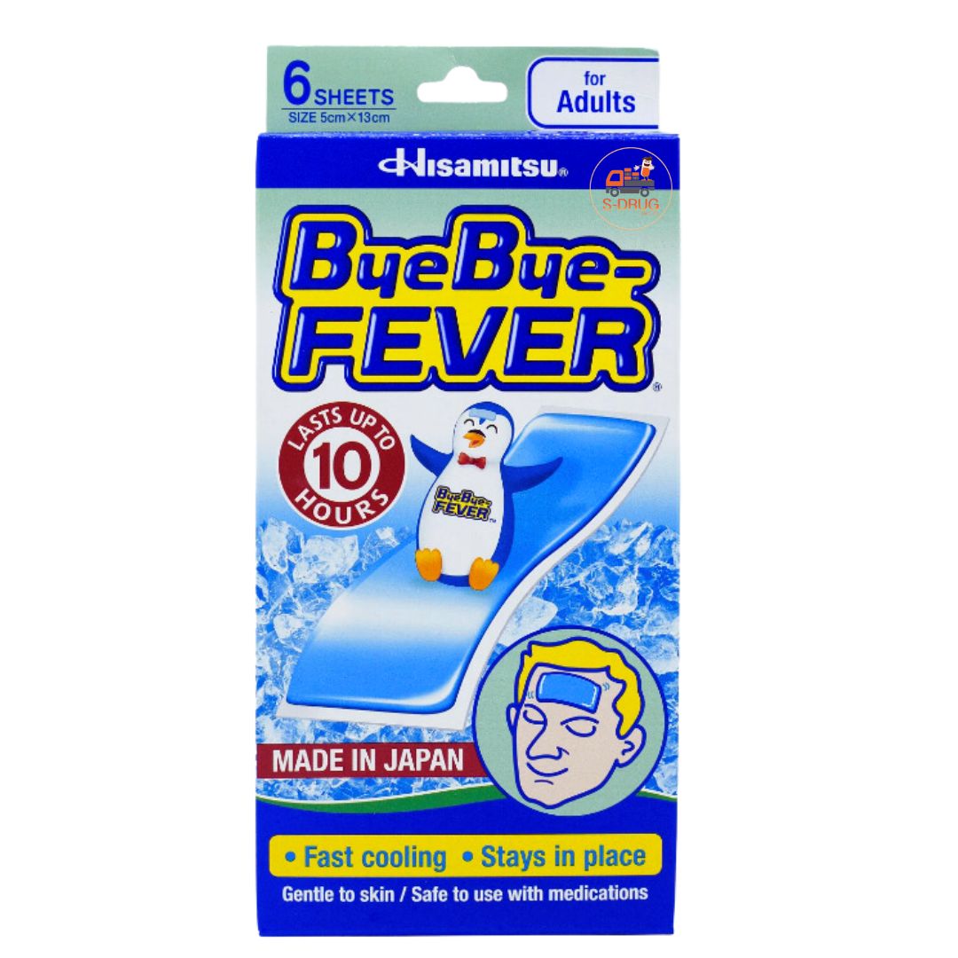 BYE BYE FEVER FOR ADULT แผ่นเจลลดไข้ #ผู้ใหญ่ (3x2ชิ้น)