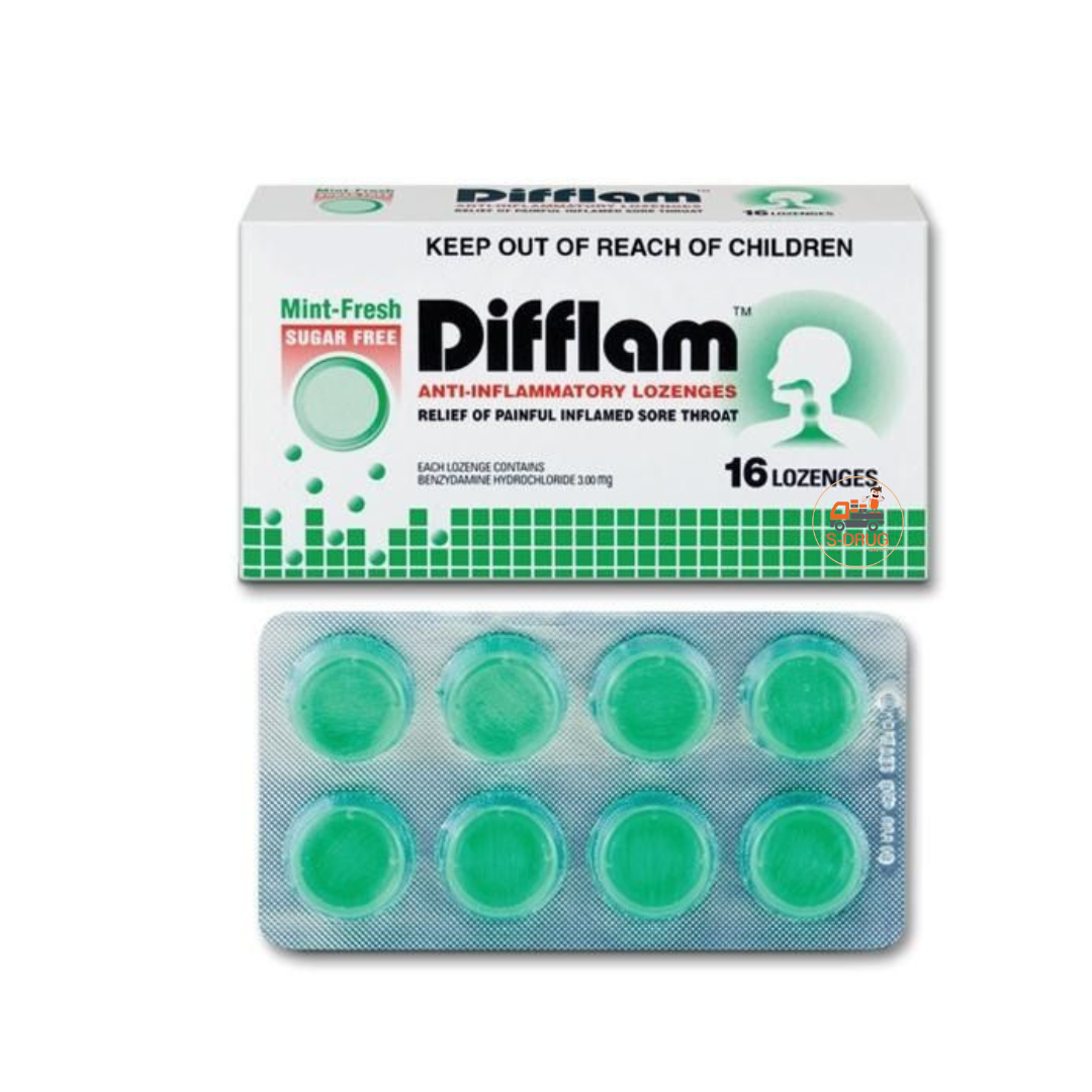 DIFFLAM MINT( 2แผงx8S) #เม็ดอมแก้ไอ