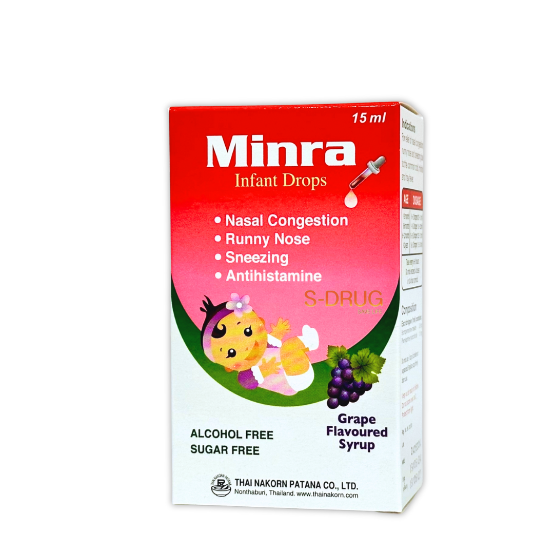 MINRA DROPS 15ML (องุ่น) มินรา TNK ลดน้ำมูก