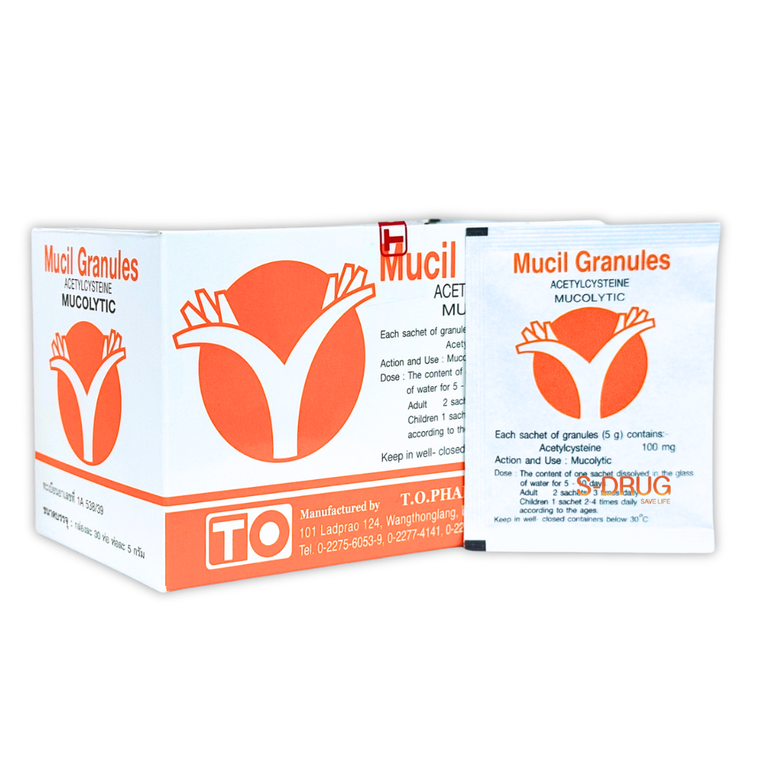 MUCIL GRANULES 100MG #ส้ม 30ซอง (TO)