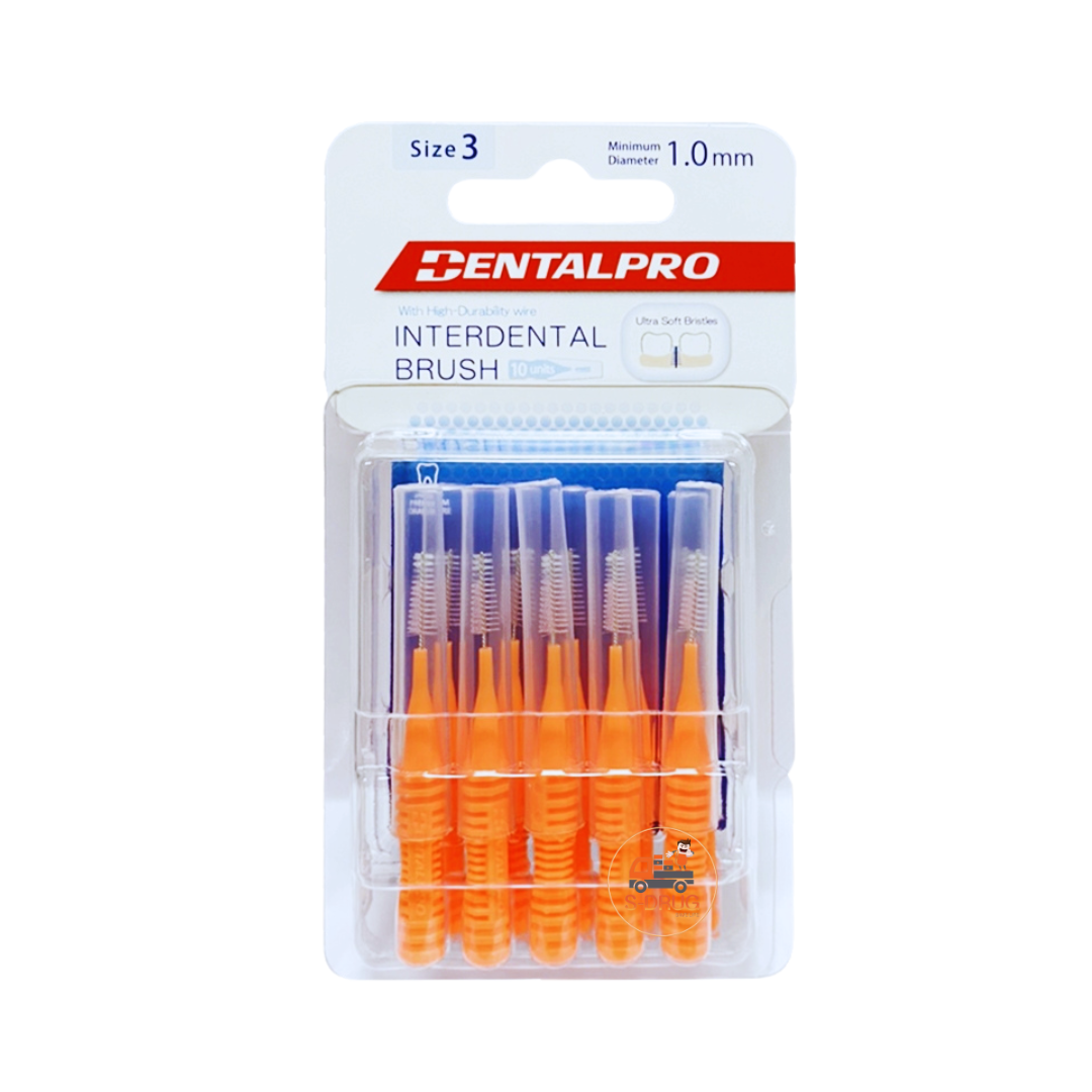 DENTALPRO แปรงซอกฟัน 10ชิ้น #3 (ขนตรง-ส้ม)