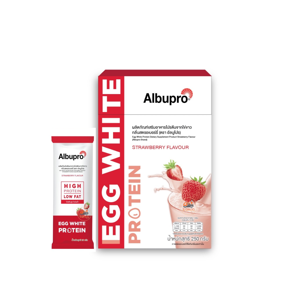 ALBUPRO EGG PROTEIN #STRAWBERRY (25Gx10ซอง) โปรตีนไข่ขาว